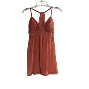 AUDEN Women's Intimates Size Medium Peach‎ Lace Racerback Lingerie Babydoll